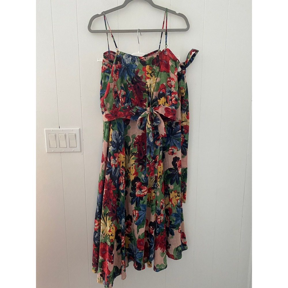 TYSA Floral 2-Piece Set: Smocked Crop Back Tie Top & Midi Wrap Skirt Rayon Boho - Picture 8 of 9